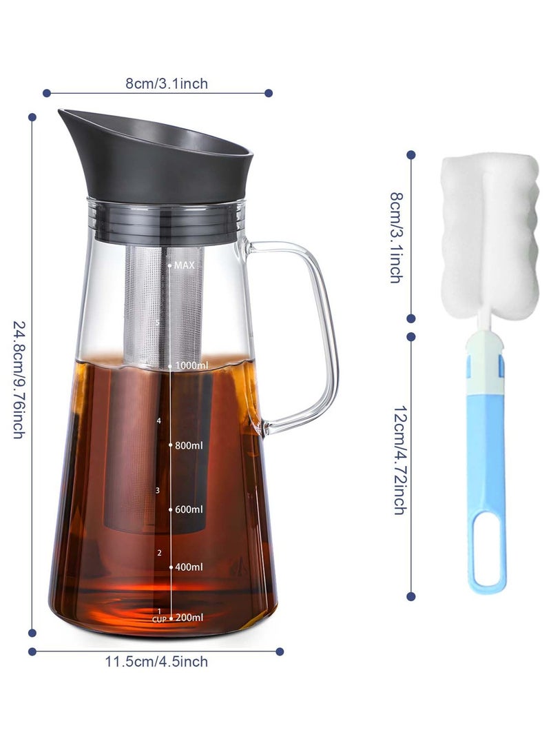 Cold Brew Coffee Maker, 1400ml Iced coffee maker Machine, with Removable 304 Stainless Steel Fine Mesh Infuser, Cold Brew Coffee Iced Hot Tea Maker - Image 4